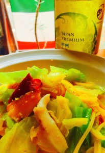 ツブ貝　キャベツ　ペペロン
